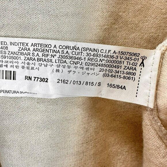 Zara‎ Ribbed Beige Cozy Knit V-Neck Surplice Tie Waist Top Small - Picture 9 of 11